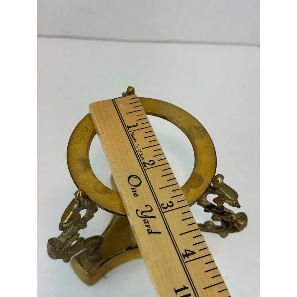 Vintage Brass Dragon Sphere Stand Tripod Crystal Ball Holder Ornate Gold Display